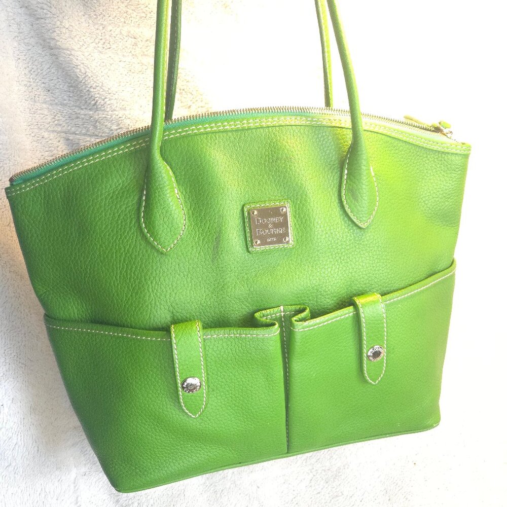 SOLD - Dooney & Bourke Crescent Zip Tote - Apple Green Pebble